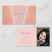 かわいらしバラ金ゴールドグリッターライトピンクカスタムの写真 名刺 (正面/裏面)