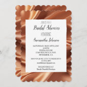 かわいらしバラ金ゴールドフェイクサテンブライダルシャワー 招待状 (正面/裏面)