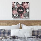 かわいらしバラ金ゴールド幾何学花イラストレーション キャンバスプリント (インサイチュ (寝室))