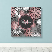 かわいらしバラ金ゴールド幾何学花イラストレーション キャンバスプリント (インサイチュ (ウッドフロア))