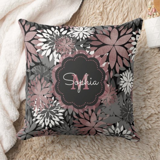 かわいらしバラ金ゴールド幾何学花イラストレーション クッション (ブランケット)