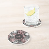 かわいらしバラ金ゴールド幾何学花イラストレーション コースター (側面)