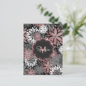 かわいらしバラ金ゴールド幾何学花イラストレーション ポストカード (スタンド正面)