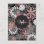 かわいらしバラ金ゴールド幾何学花イラストレーション ポストカード (正面)