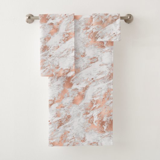 かわいらしバラ金ゴールド白ききらめく大理石 バスタオルセット (インサイチュ)