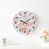 かわいらしバラ金ゴールド白ききらめく大理石 ラージ壁時計 (ホーム)