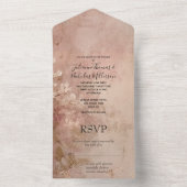 かわいらしバラ金ゴールド絵を描フローラ オールインワン招待状 (内側)