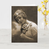 かわいらしバラ カード (黄色い花)