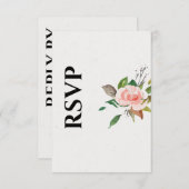 かわいらしバラ&リーフ結婚式RSVPカード 出欠カード (正面/裏面)