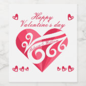 かわいらしバレンタインデーハートカップルパーソナライズされた ワインラベル (シングルラベル)