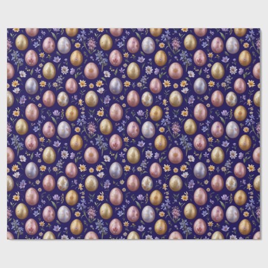 かわいらしパターン(の模様が)ある春のカラフルイースターエッグ ラッピングペーパー (フラット)