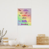 かわいらしパーソナライズされたカラフル100番目の誕生日名 ポスター (キッチン)