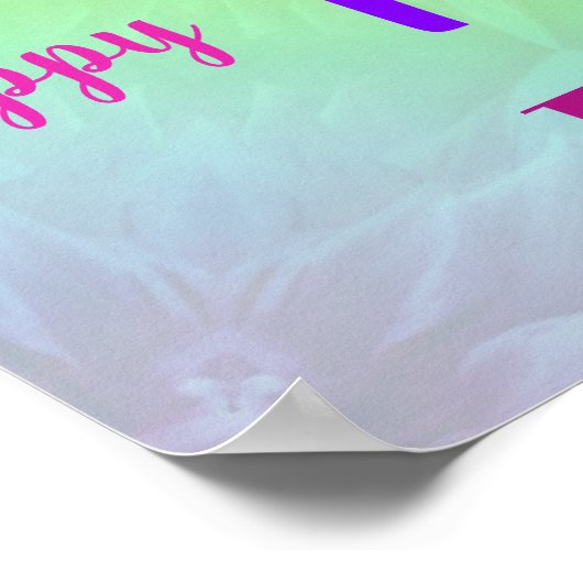 かわいらしパーソナライズされたカラフル100番目の誕生日名 ポスター (角)