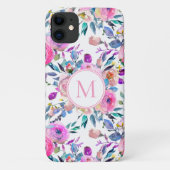 かわいらしパーソナライズされたモノグラムのフローラ Case-Mate iPhoneケース (裏面)