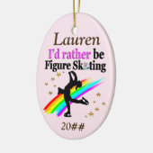 かわいらしパーソナライズされた及び日付スケートで滑るオーナメント セラミックオーナメント (左)