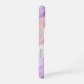 かわいらしパーソナライズされた抽象芸術大理石ピンクパープル iPhone 16ケース (右側面)