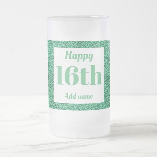 かわいらしパーソナライズされた誕生日グラスのマグギフト16th フロストグラスビールジョッキ (中央)