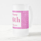 かわいらしパーソナライズされた誕生日グラスのマグギフト16th フロストグラスビールジョッキ (正面右)