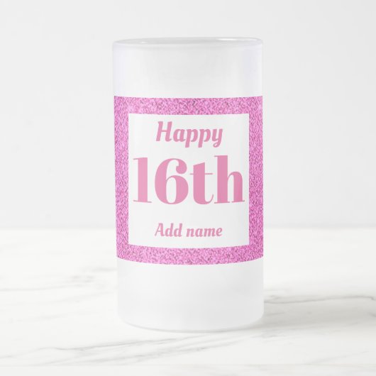 かわいらしパーソナライズされた誕生日グラスのマグギフト16th フロストグラスビールジョッキ (中央)