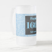 かわいらしパーソナライズされた誕生日グラスのマグギフト16th フロストグラスビールジョッキ (正面左)