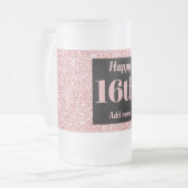 かわいらしパーソナライズされた誕生日グラスのマグギフト16th フロストグラスビールジョッキ (正面左)