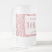 かわいらしパーソナライズされた誕生日グラスのマグギフト16th フロストグラスビールジョッキ (正面左)