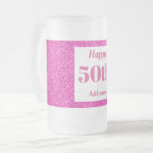 かわいらしパーソナライズされた誕生日グラスのマグギフト50th フロストグラスビールジョッキ (正面左)