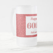 かわいらしパーソナライズされた誕生日グラスのマグギフト60th フロストグラスビールジョッキ (正面左)