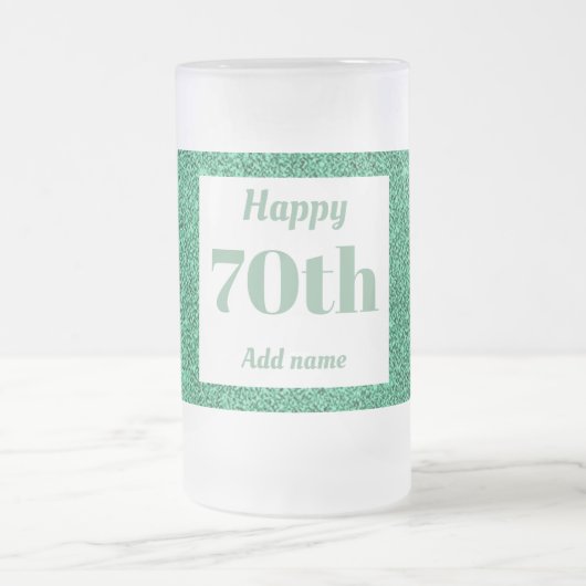 かわいらしパーソナライズされた誕生日グラスのマグギフト70th フロストグラスビールジョッキ (中央)