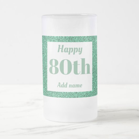 かわいらしパーソナライズされた誕生日グラスのマグギフト80th フロストグラスビールジョッキ (中央)