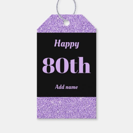 かわいらしパーソナライズされた誕生日ラベル80日 ギフトタグ (正面)