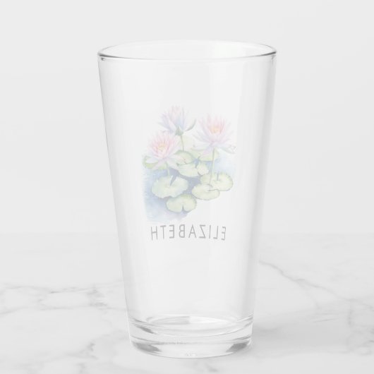 かわいらしパーソナライズされた誕生月花名前をカスタムする タンブラーグラス (裏面)