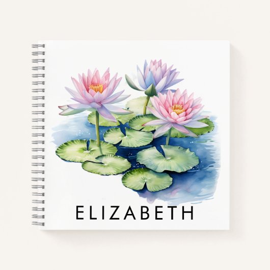 かわいらしパーソナライズされた誕生月花名前をカスタムする ノートブック (正面)