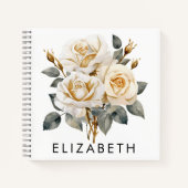 かわいらしパーソナライズされた誕生月花名前をカスタムする ノートブック (正面)