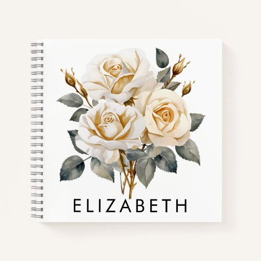かわいらしパーソナライズされた誕生月花名前をカスタムする ノートブック (正面)
