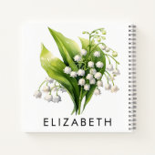 かわいらしパーソナライズされた誕生月花名前をカスタムする ノートブック (裏面)