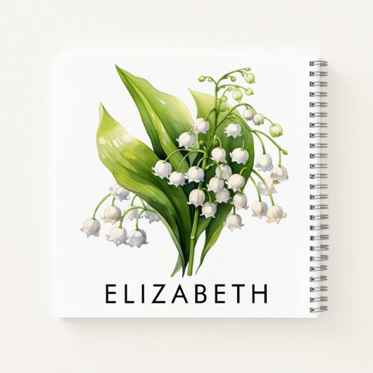 かわいらしパーソナライズされた誕生月花名前をカスタムする ノートブック (裏面)