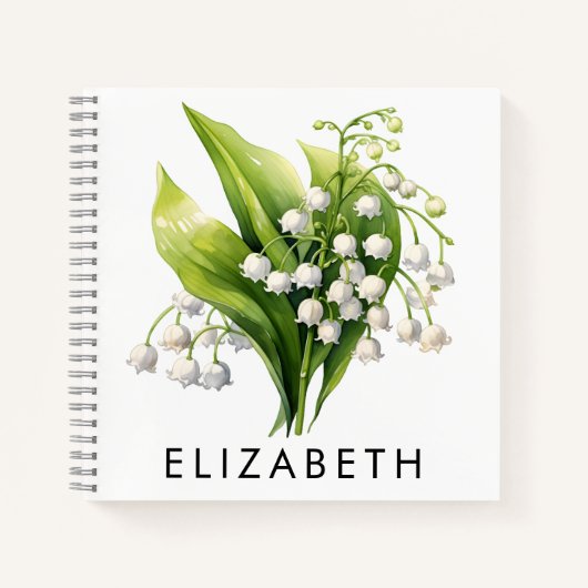 かわいらしパーソナライズされた誕生月花名前をカスタムする ノートブック (正面)