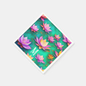 かわいらしパーソナライズされた輪蓮花模様 スタンダードカクテルナプキン (角)