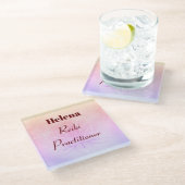 かわいらしパーソナライズされた霊気デザイン ガラスコースター (アングル)