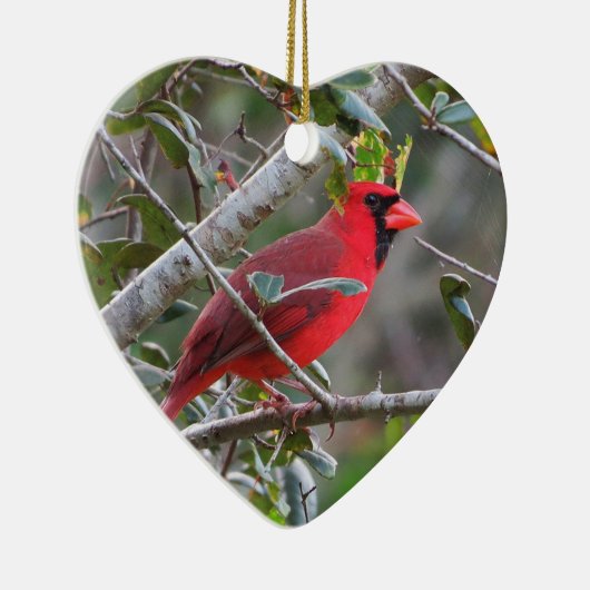 かわいらしパーソナライズされた(鳥)ショウジョウコウカンチョウハートオーナメント セラミックオーナメント (右)