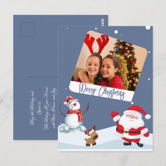 かわいらしパーソナライズされたChristmas Photo Card ポストカード (正面/裏面)