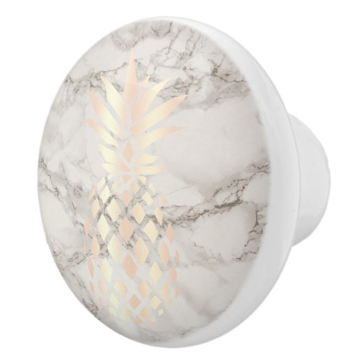 かわいらしヒック銅バラ金ゴールドパイナップル大理石 セラミックノブ (右)