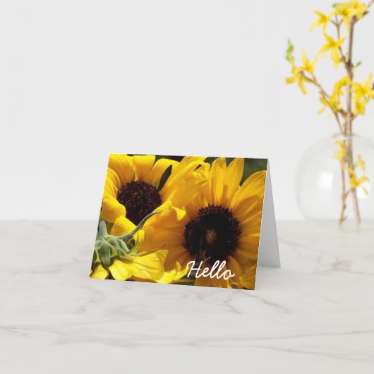 かわいらしヒマワリ空白のハローインテカード カード (黄色い花)