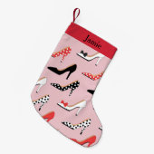 かわいらしヒール・ピンク スモールクリスマスストッキング (正面 (吊り時))