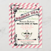 かわいらしビクトリアンブライダルシャワー茶パーティー 招待状 (正面/裏面)