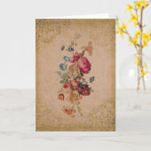 かわいらしビクトリアンヴィンテージバラフローラグリーティングカード カード (黄色い花)
