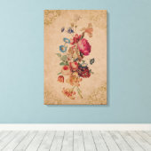 かわいらしビクトリアンヴィンテージバラフローラ印刷 キャンバスプリント (インサイチュ (ウッドフロア))
