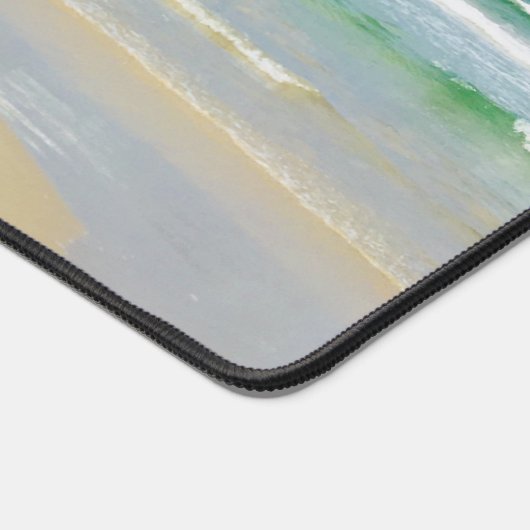 かわいらしビーチハウスパーソナライズされた沿岸写真 デスクマット (コーナー)