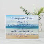 かわいらしビーチ海波場面結婚式招待状 招待状 (スタンド正面)